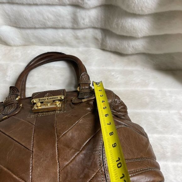 Vintage leather brown juicy Couture large satchel frame top crush lock . - Picture 5 of 16
